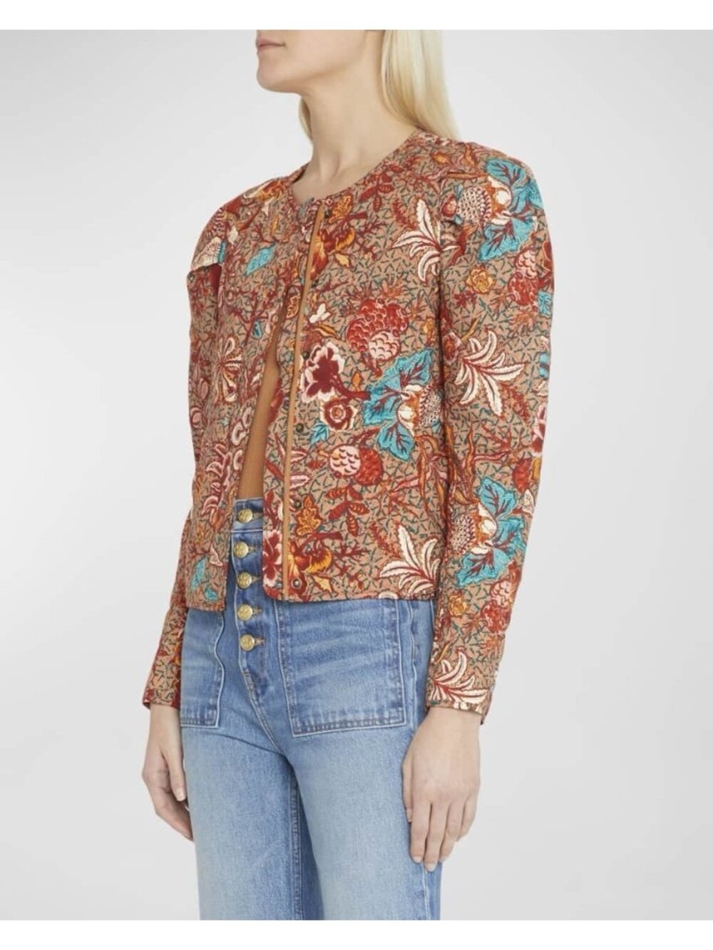Ulla Johnson Esti Printed Quilted Cotton Floral Jacket  Size Small Designer Boho